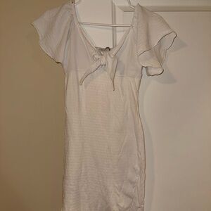 White Tie-Front Dress